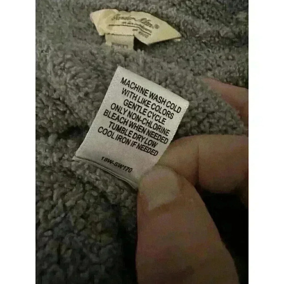 Gander Mountain Gray Knit V-Neck Long Sleeve Pullover Hoodie Sweater Woman SZ M - Picture 5 of 5